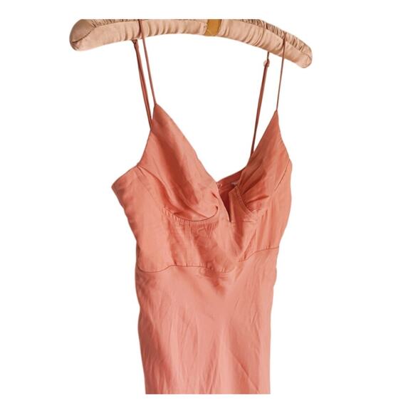 Selfie Leslie Lake Como Bodycon Midi Dress Peach Medium Cocktail Event Coquette - Picture 9 of 10